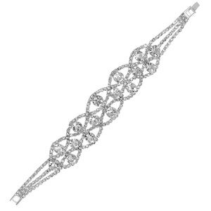 Rhinestone Glam Silver Tone Clasp Bracelet